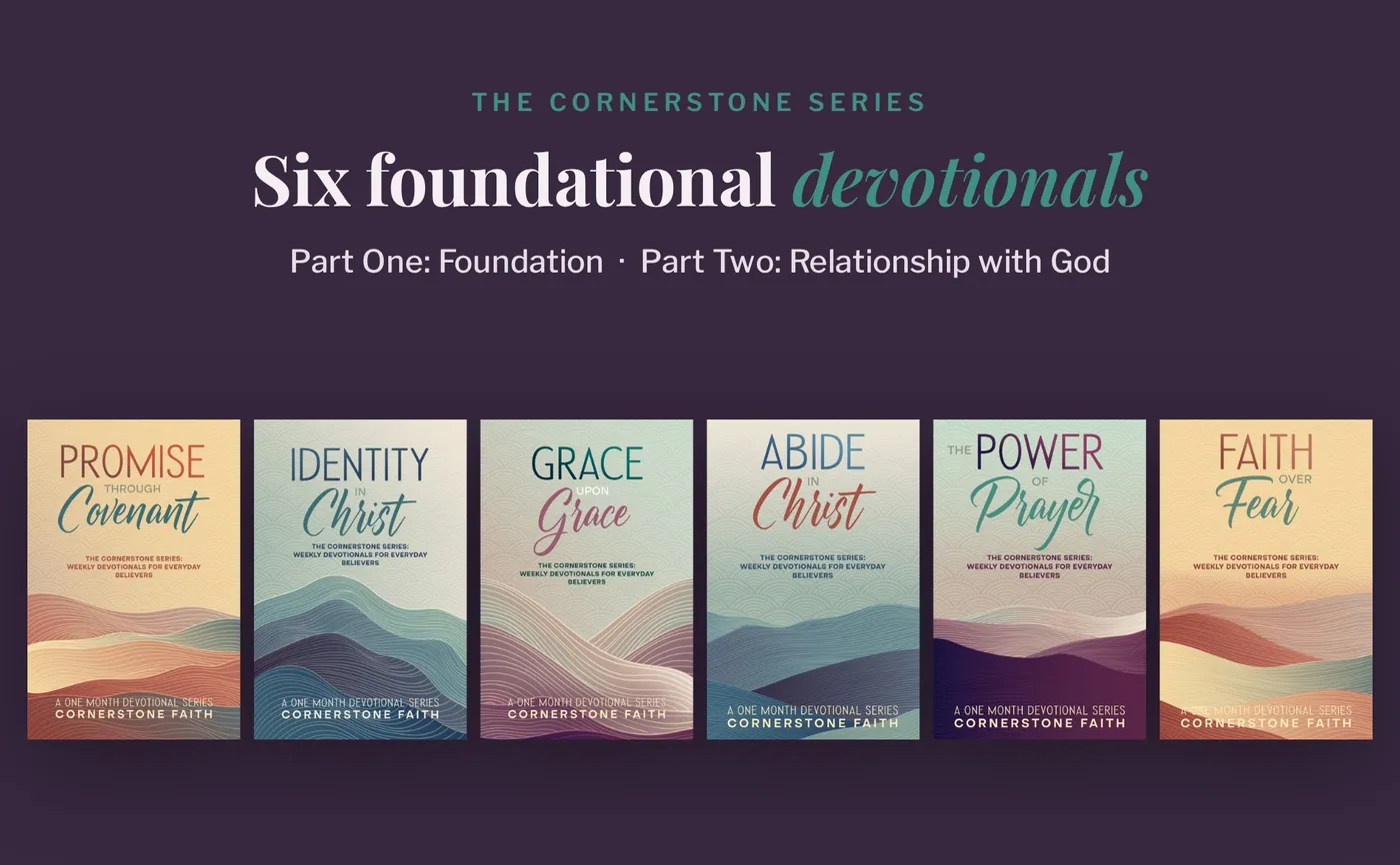 Covers of the six Cornerstone Series devotionals