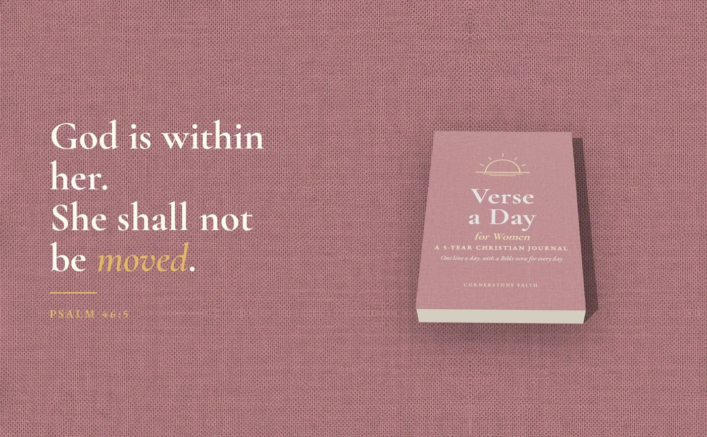 Verse a Day for Women lying flat beside the verse God is within her, she shall not be moved